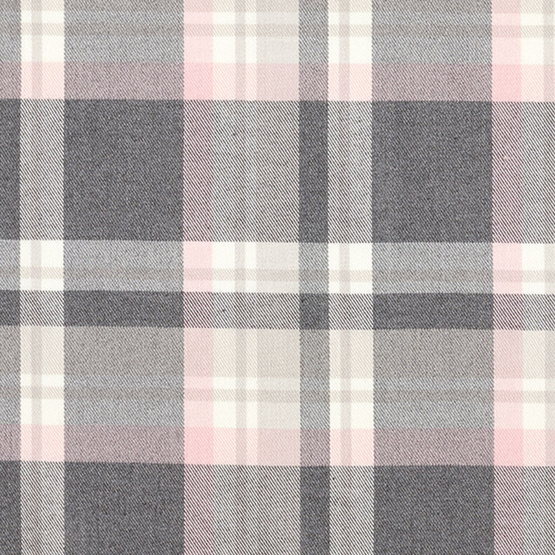 Tkanina spodniowa strecz Szkocka krata – szary łupek/różowy,  image number 1