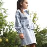 denim Mieszanka bawełny paski | Poppy Fabrics – dżins/mleczna biel,  thumbnail number 7