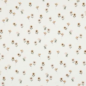 Dżersej bawełniany śliczne kwiatki nadruk cyfrowy | Poppy Fabrics – kość słoniowa/karmelka, 