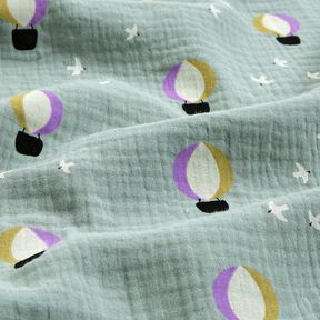 Muślin / Tkanina double crinkle Latające balony | Poppy Fabrics – zieleń trzcinowa, 