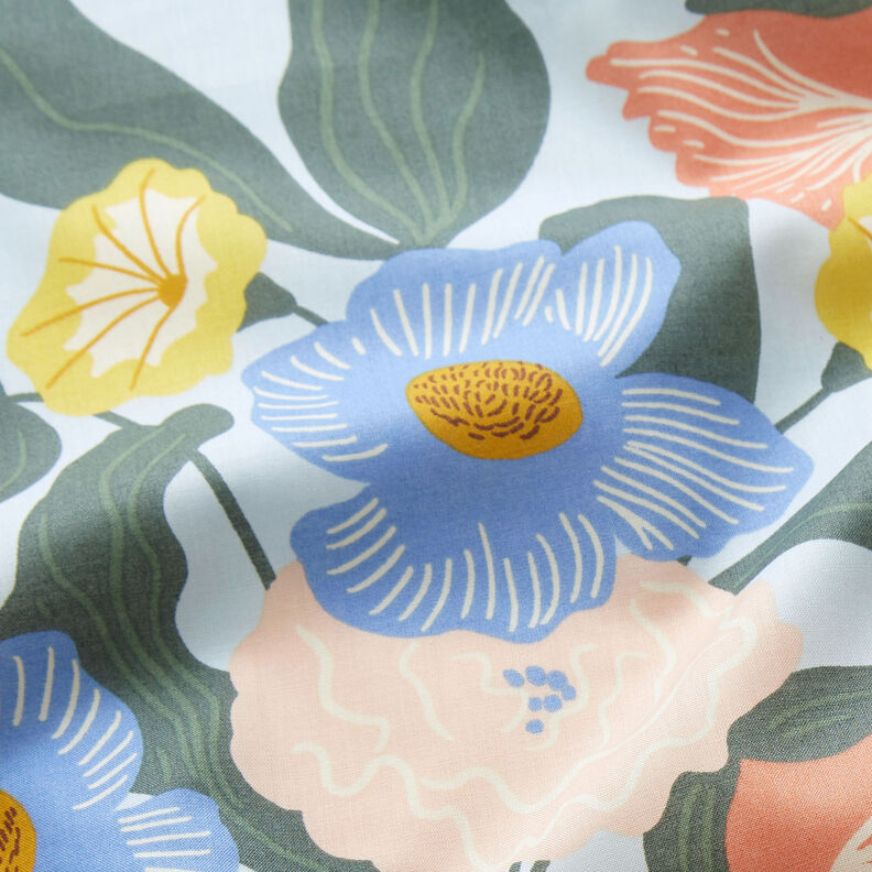 Woal bawełniany w bujne kwiaty | Nerida Hansen – błękit,  image number 2