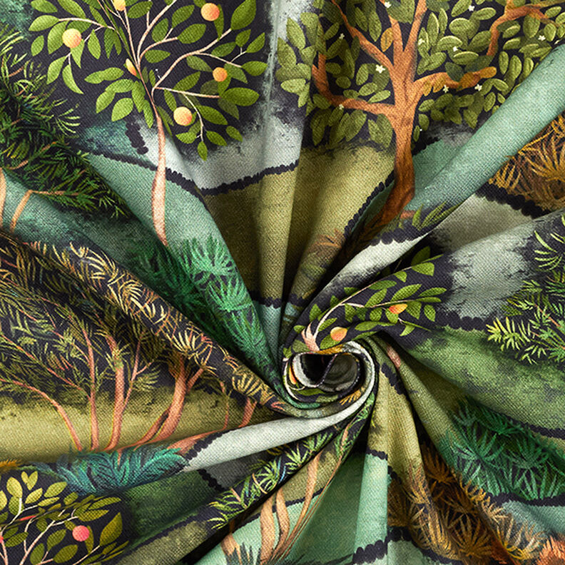 Tkanina dekoracyjna half panama z nadrukiem cyfrowym Krajobraz – zieleń,  image number 3