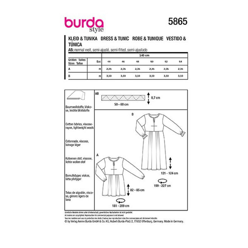 Sukienka / Tunika Plus-Size | Burda 5865 | 44-54,  image number 9
