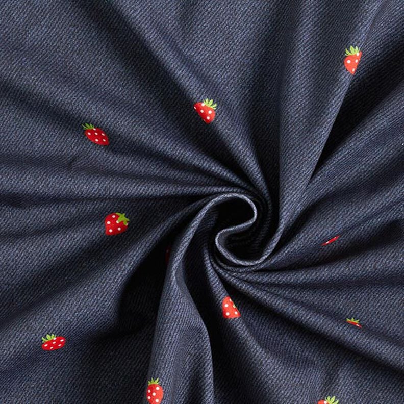 Dżersej bawełniany truskawki o wyglądzie dżinsu nadruk cyfrowy – szary błękit/ognista czerwień,  image number 3