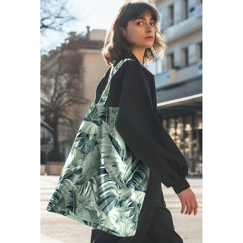 Tkanin dekoracyjna Płótno malowane liście palmowe – kość słoniowa/eukaliptusowy,  image number 5