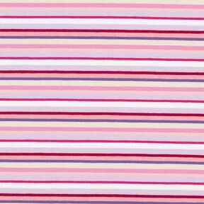 Dżersej bawełniany prążki – liliowy/pink, 