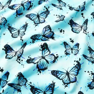 Dżersej bawełniany Motyle z plamami | Glitzerpüppi – lodowy niebieski, 