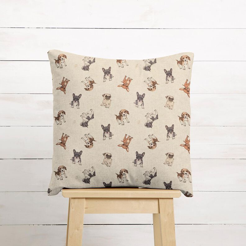 Tkanin dekoracyjna Half panama szczenięta &ndash; naturalny/szary,  image number 6