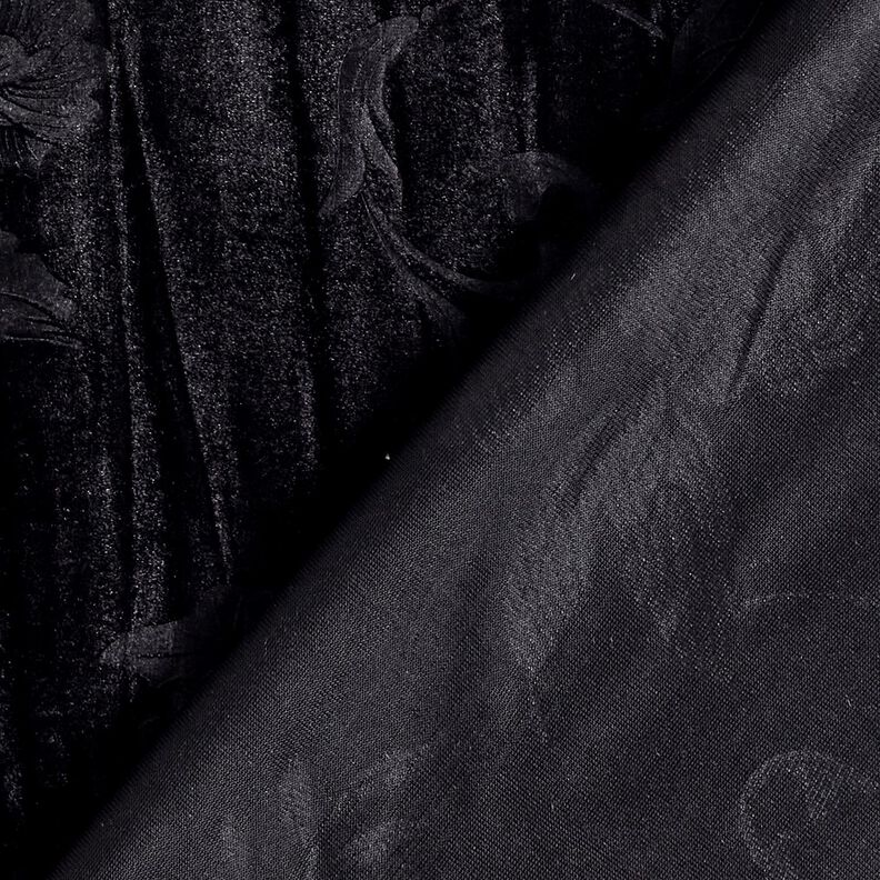 Gnieciony aksamit z chryzantemą – czerń,  image number 4