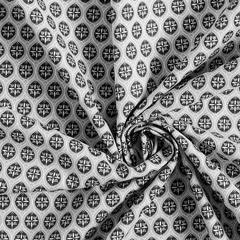 Tkanina bawełniana kreton Ornamenty na płytkach – szary/antracyt,  image number 3