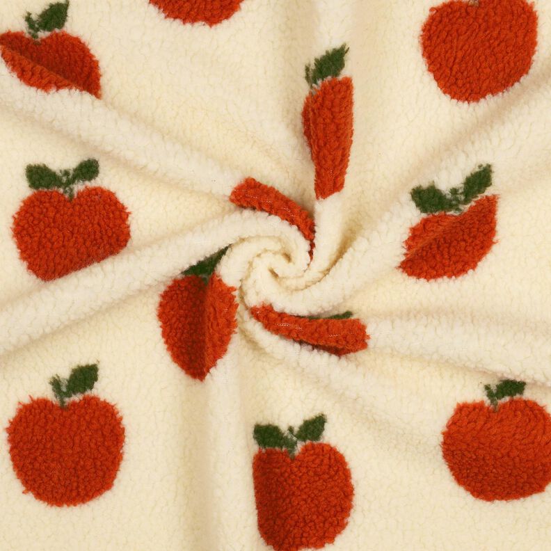 Puszysty plusz jabłka | Poppy Fabrics – mleczna biel/terakota, image number 3