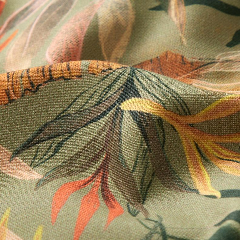 Tkanin dekoracyjna Half panama cyfrowe liście palmowe – jasny khaki,  image number 2
