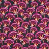 Tkanin dekoracyjna Płótno kwiatowe wachlarze – czerń/pink,  thumbnail number 1