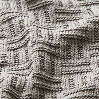 Dzianina swetrowa łamany wzór w prążki – jasnoszary, 