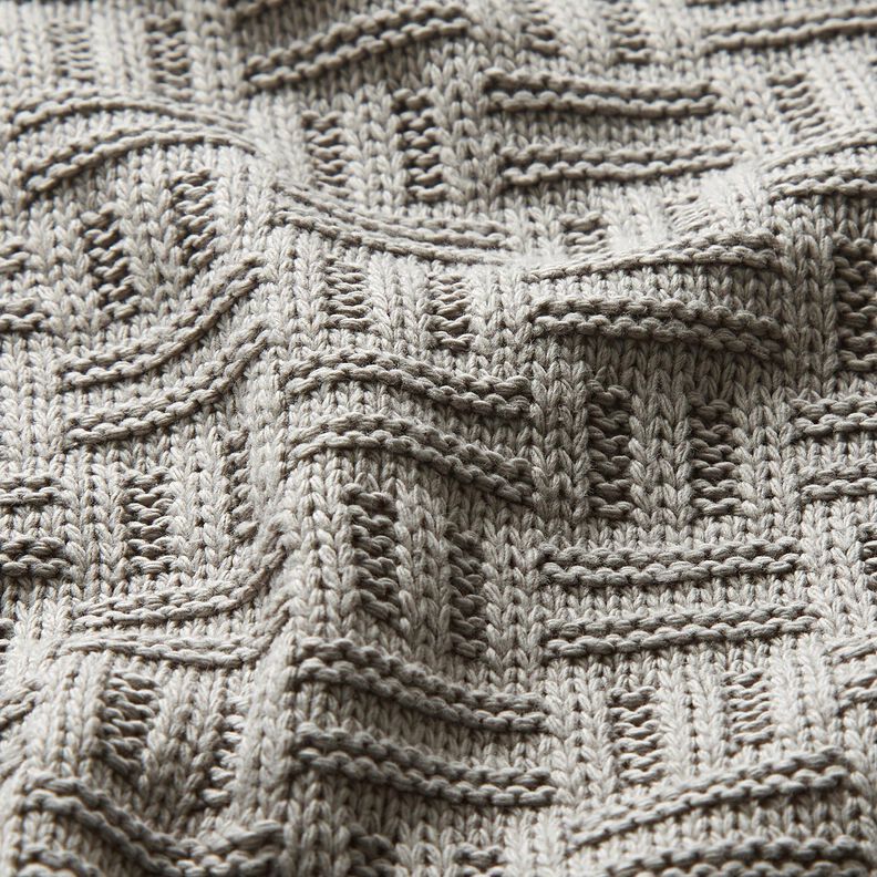 Dzianina swetrowa łamany wzór w prążki – jasnoszary,  image number 2