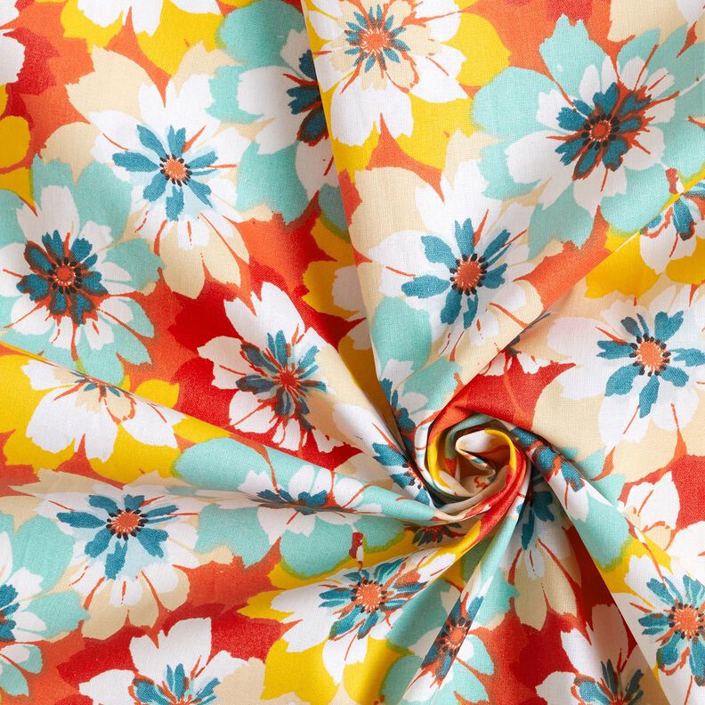 Bawełna powlekana wiosenne kwiaty – miętowy/terakota,  image number 4