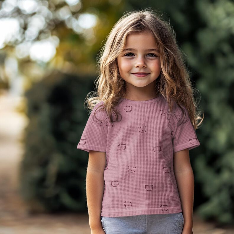 Dżersej wafel niedźwiadki | Poppy Fabrics – ciemny brudny róż/bakłażan, image number 5