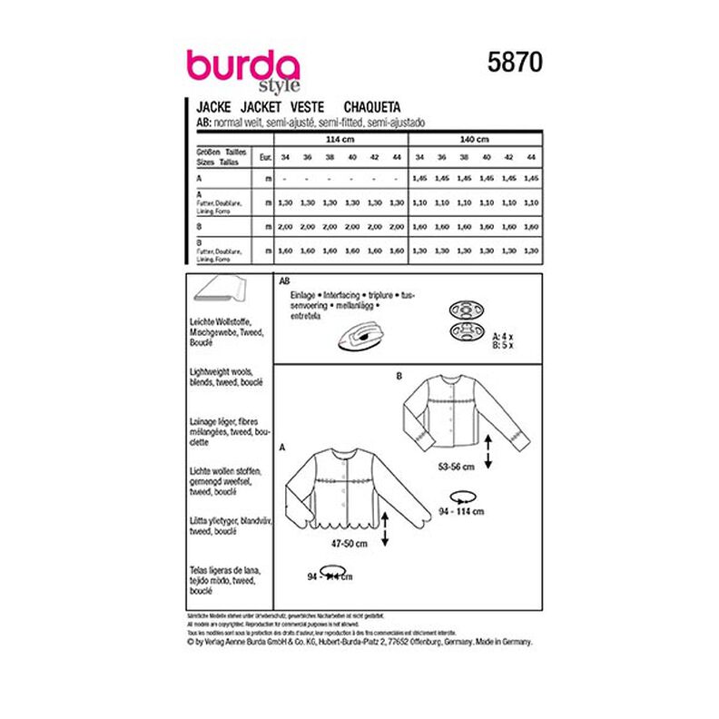 Kurtka | Burda 5870 | 34-44,  image number 9