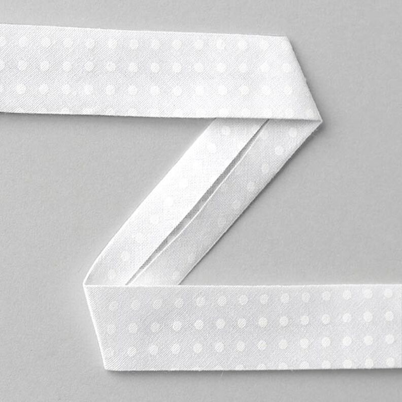 Taśma skośna Groszki [20 mm] - biały,  image number 1