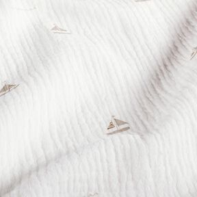 Muślin / Tkanina double crinkle żaglówki – mleczna biel/naturalny, 