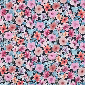 Popelina bawełniana kwiaty | Poppy Fabrics – czarnoniebieski, 