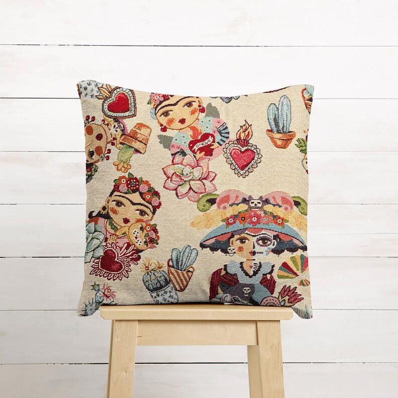 Tkanin dekoracyjna Gobelin artystki &ndash; jasnobeżowy/czerwień,  image number 6