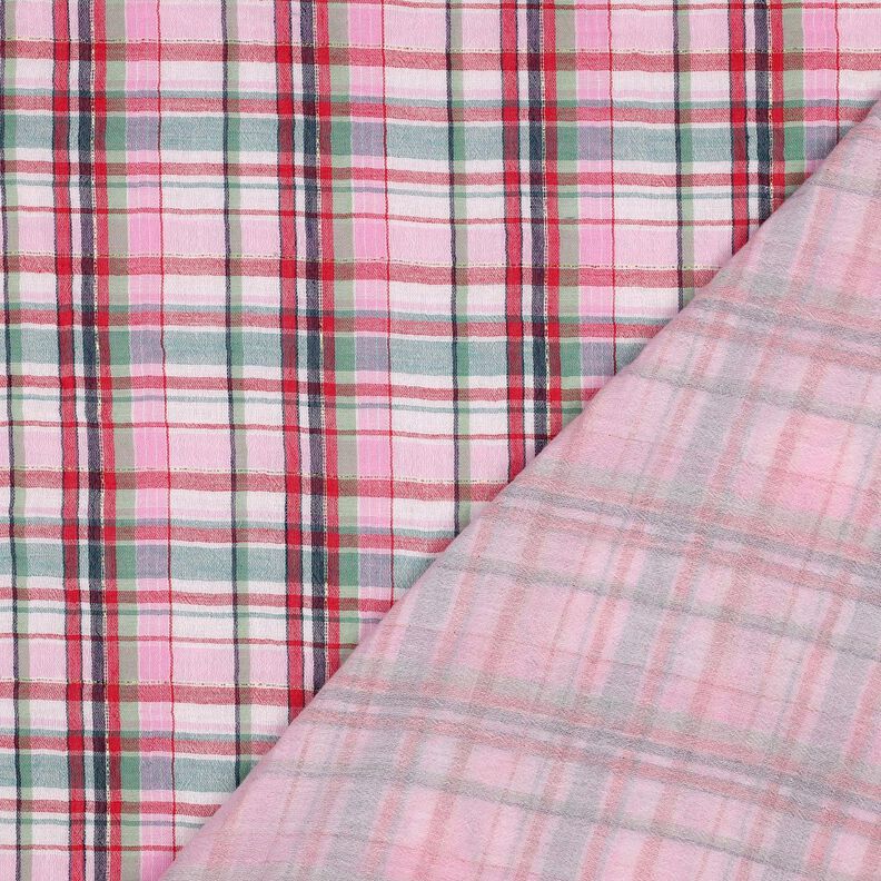 Muślin / Tkanina double crinkle Lureks kratka | Poppy Fabrics – różowy/złoty metaliczny, image number 4