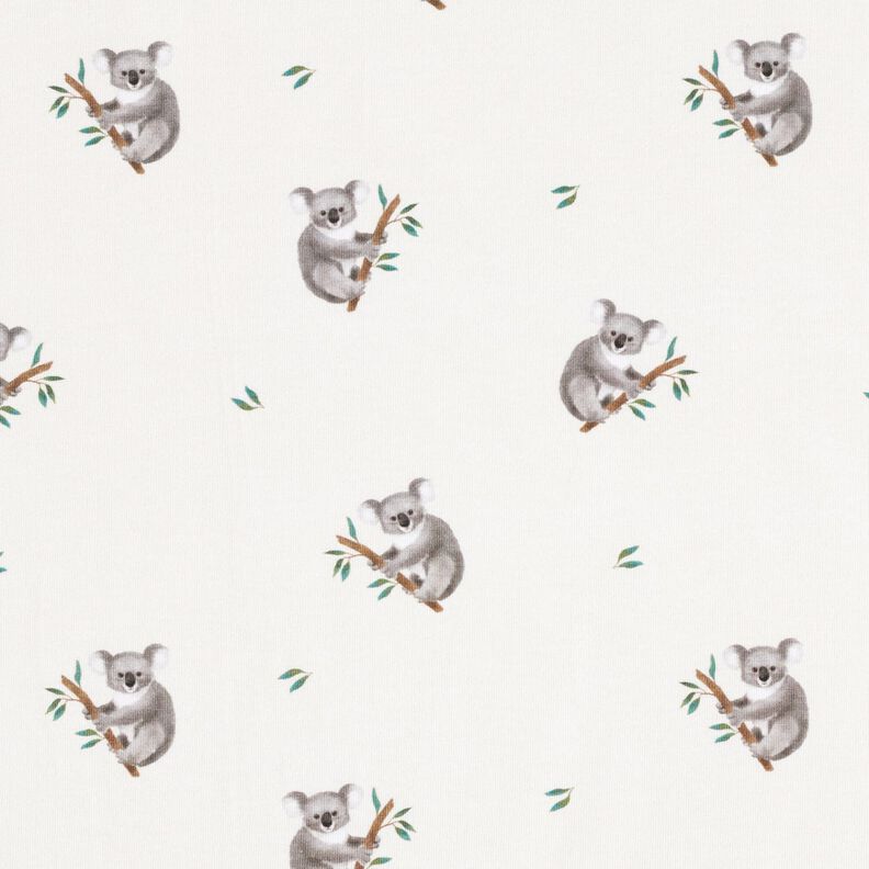 GOTS Dżersej bawełniany koala nadruk cyfrowy – kość słoniowa, image number 1