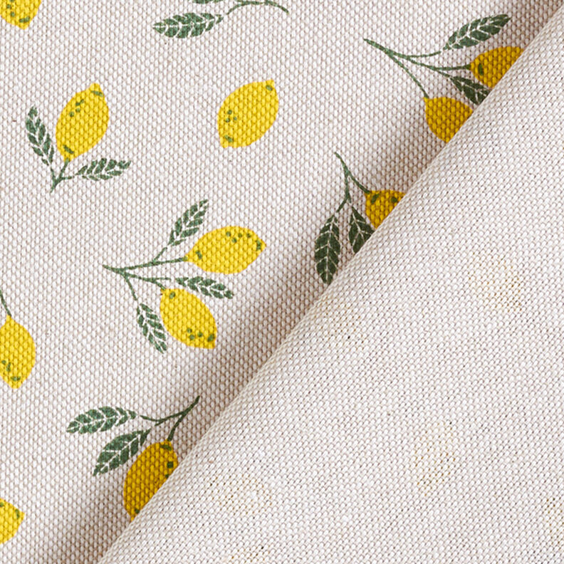 Tkanina dekoracyjna half panama, mini cytryny – żółć/naturalny,  image number 4