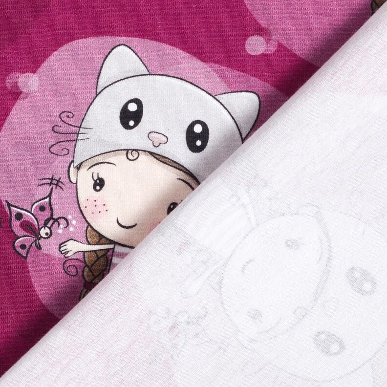 Dżersej bawełniany kocica | Glitzerpüppi  – malinowy,  image number 4