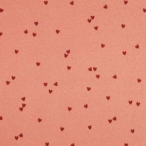 Dżersej prążkowany rozproszone serca | Poppy Fabrics – łosoś/ciemnoczerwony, 