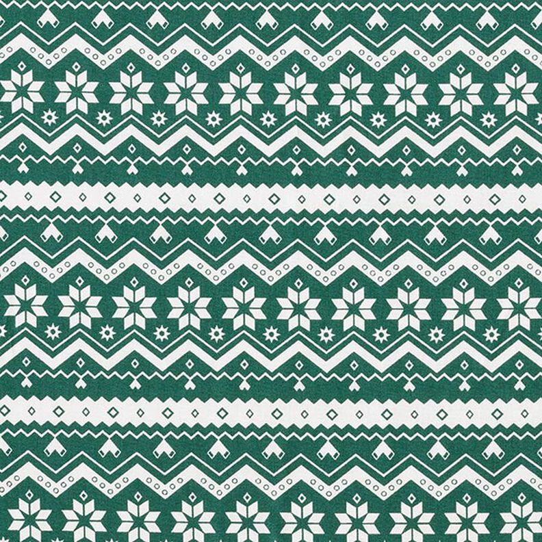 Tkanina bawełniana Popelina wzór norweski – zielony jodłowy,  image number 1