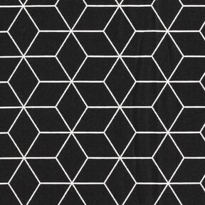 Tkanin dekoracyjna Żakard nowoczesne kostki – czerń/kość słoniowa, 