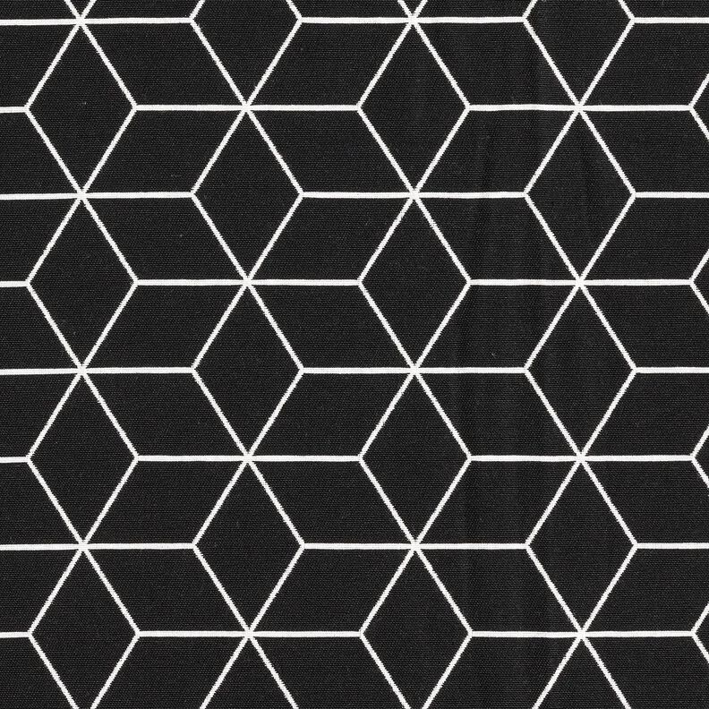 Tkanin dekoracyjna Żakard nowoczesne kostki – czerń/kość słoniowa,  image number 1
