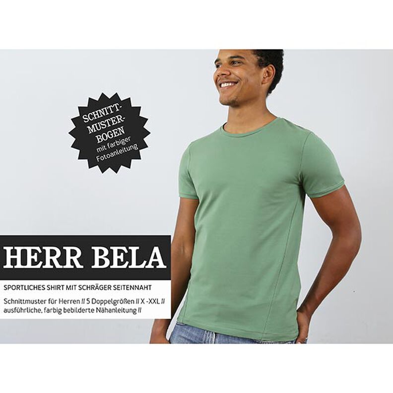 HERR BELA – sportowa koszulka z ukośnym szwem po bokach, Studio Schnittreif  | 42 - 60,  image number 1