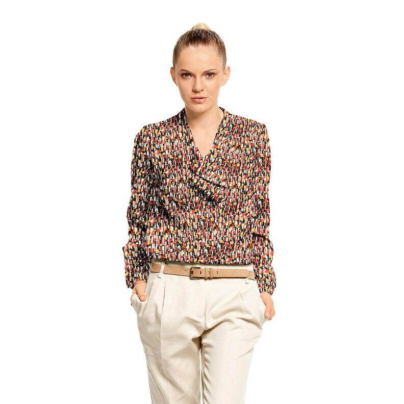 Krepa ze wzorem ślad&oacute;w pędzla &ndash; czerń/terakota,  image number 5