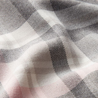 Tkanina spodniowa strecz Szkocka krata – szary łupek/różowy, 