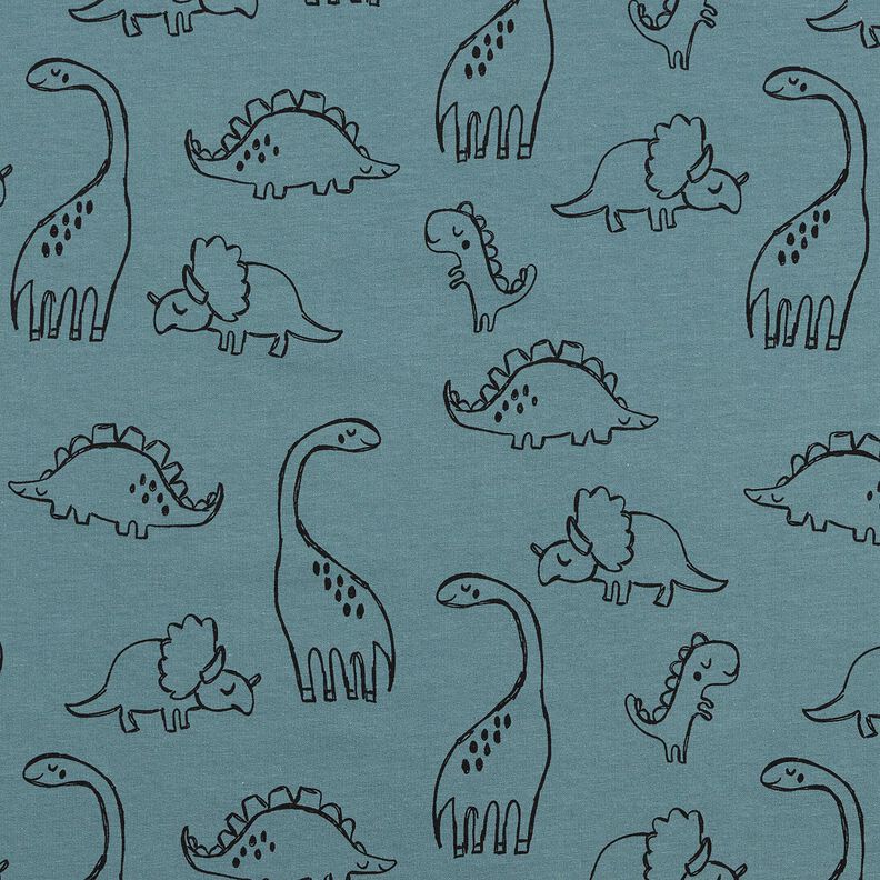 Dzianina dresowa p?telkowa French Terry du?e rysunkowe dinozaury &ndash; b??kit,  image number 1