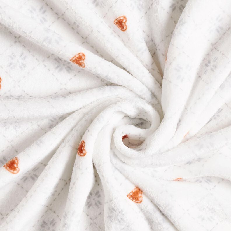 Miękki polar romby i serca – kość słoniowa/miedź,  image number 3