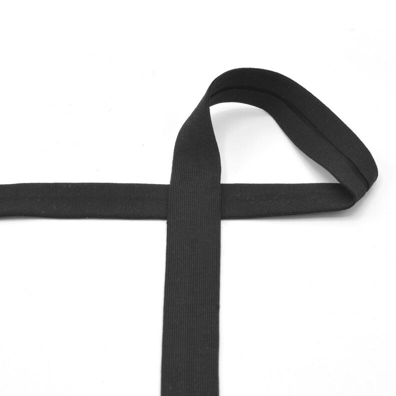 Taśma skośna Dżersej bawełniany [20 mm] – czerń,  image number 2