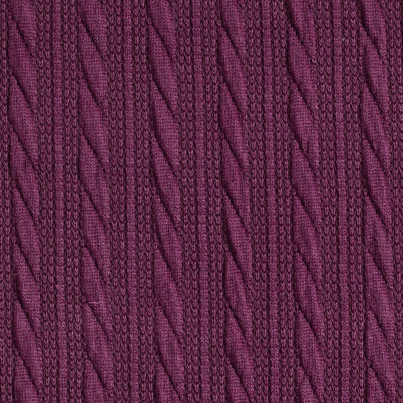 Dzianina Cloqué wzór warkoczowy – merlot,  image number 1
