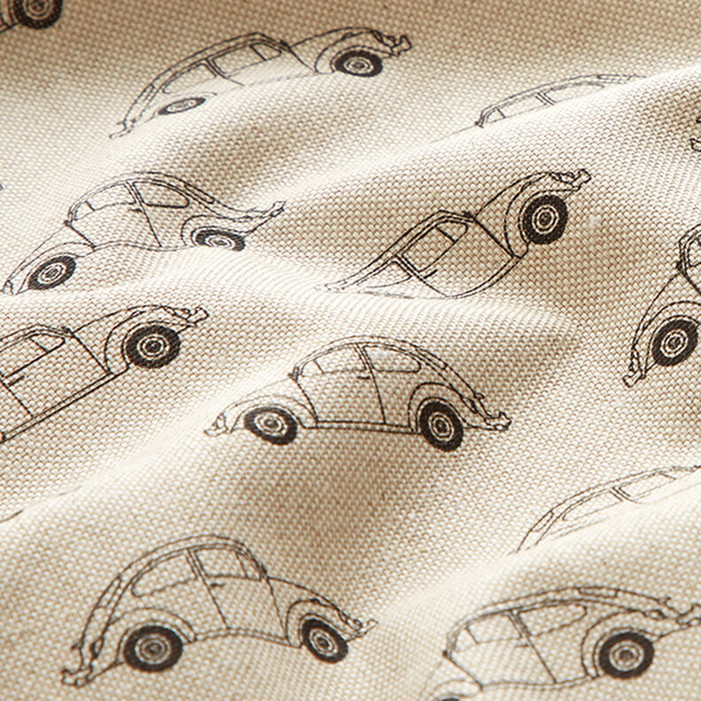 Tkanina dekoracyjna half panama, Volkswagen Garbus mini – naturalny/czerń,  image number 2
