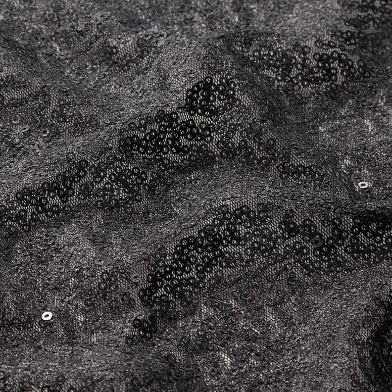 Tkanina z cekinami w wężowe linie – czerń,  image number 2