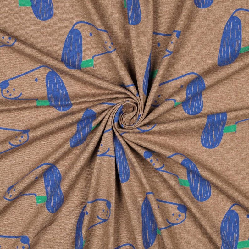 Dżersej bawełniany psy | Poppy Fabrics – jasny brąz/błękit królewski,  image number 3