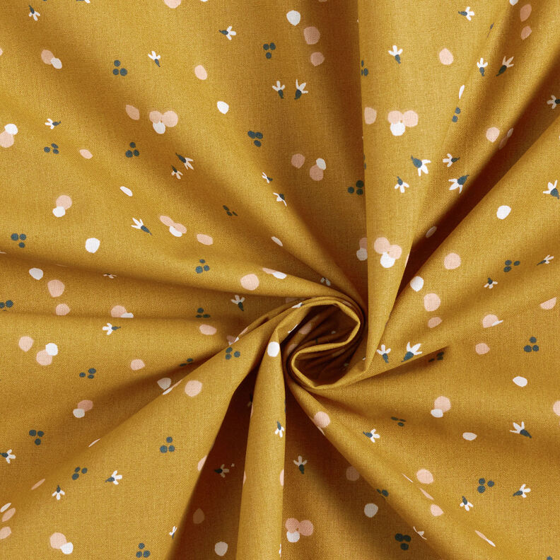 Tkanina bawełniana Kreton kolorowe kropki – musztarda,  image number 3