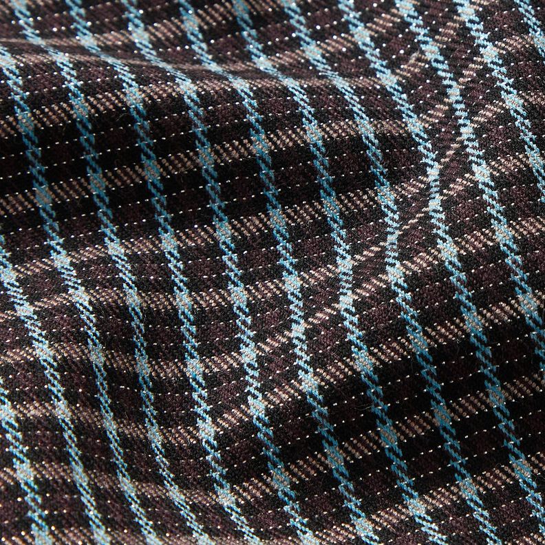 Mieszanka z wiskozą błyszcząca kratka – turkus/czarny brąz,  image number 2