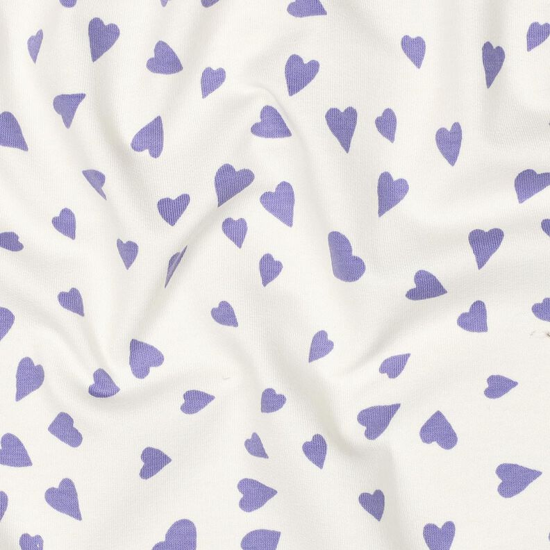 Dzianina dresowa pętelkowa serca | Poppy Fabrics – kość słoniowa/liliowy, image number 2