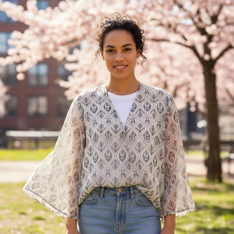 Szyfon ze wzorem w stylu art deco &ndash; czerń/biel,  image number 6