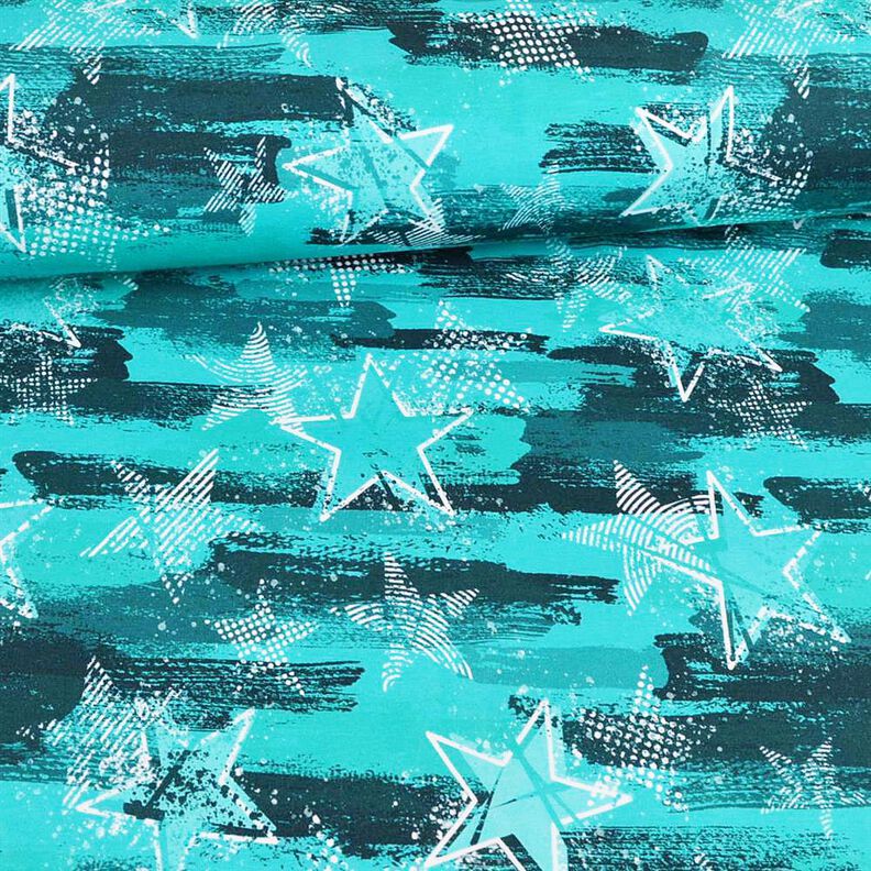 Dzianina dresowa pętelkowa French Terry Odmiany gwiazd | Glitzerpüppi – błękit morski,  image number 2