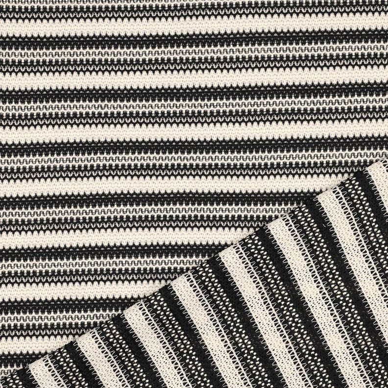 Dzianina swetrowa paski | Poppy Fabrics – czerń/mleczna biel,  image number 4